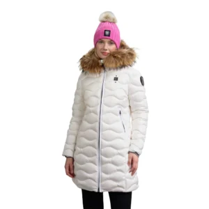 Blauer PIUMINO LUNGO AD ONDE CON PELLICCIA LYNEL 25WBLDK03527 6047 100BI BIANCO