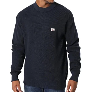 Calvin Klein Maglione uomo Cotton Waffle LV04RD313GCEF Dark Sapphire