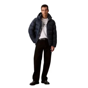 Calvin Klein Uomo Giubbino Nylon zip Off Hood Down LV04RC518GPPK Ink