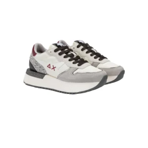SUN68 Sneaker Big Stargirl in nylon e suede Z45221 31 Bianco Panna