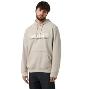 Timberland Felpa con cappuccio Established 1973 embroidered Logo Loopback Hoodie Beige TB0A5MX8CY2