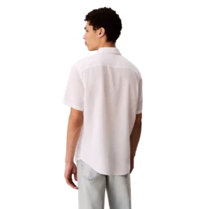 Calvin Klein Camicia solid casual classic linen LV04RF120GYAA Brilliant white