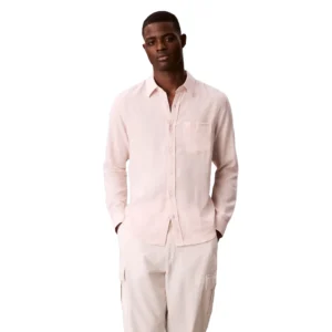 Calvin Klein Camicia solid casual linen LV04RF121GPOR Prairie peach