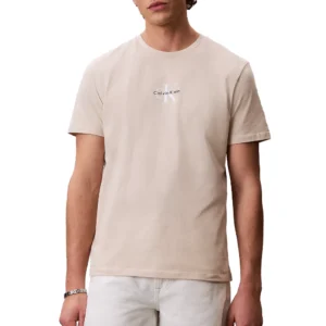 Calvin Klein T shirt Micro Monolog LV04RB866G2JX Oatmeal