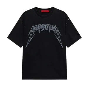 Acupuncture T shirt Studded metal HTEM321702111 Washed Black