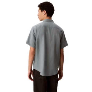 Calvin Klein Camicia solid casual classic linen LV04RF120G5K3 Frosted Spruce