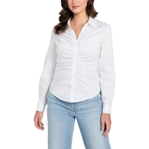 Guess Camicia Top Emily Shirred W6RH85 W1LU1 G011 Pure white