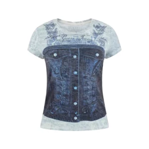 Guess t shirt Denim Bustier W6RI04 KCCG0 FBCJ Soft Light Blue