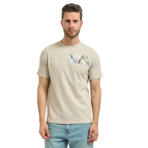 K-Way T shirt Odom Slim Jersey kway lettering K71354W 634 Beige Lt