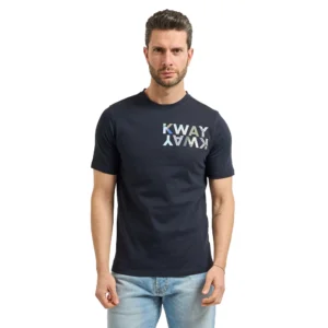 K-Way T shirt Odom Slim Jersey kway lettering K71354W K89 Blue Depht