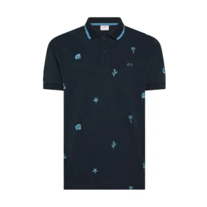 SUN68 Polo uomo full Embroidery A36126 07 Navy Blue