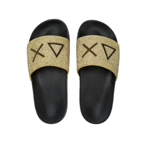 SUN68 Slippers Strass Logo X36211 1143 Nero Oro
