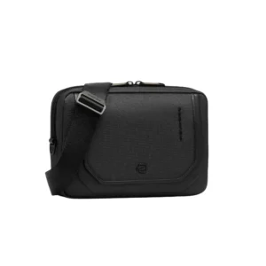 Piquadro Pochette 1 comparto tracolla removibile pelle e tessuto AC6961S143N Nero