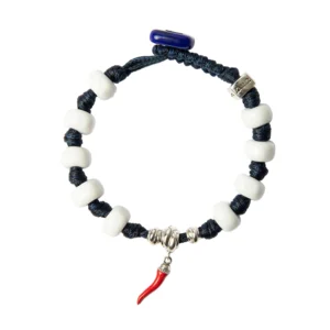 AUA Braccialetto Unisex con cordoncino in poliestere cerato blu Napoli