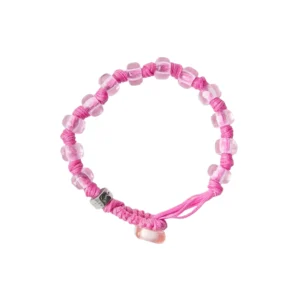AUA Braccialetto Unisex con cordoncino in poliestere cerato rosa Rosa Confetto