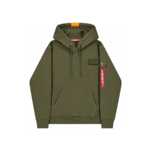 Alpha Industries Felpa con cappuccio Red Stripe Hoodie Uomo F178314 257 Dark Green