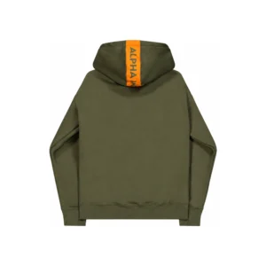 Alpha Industries Felpa con cappuccio Red Stripe Hoodie Uomo F178314 257 Dark Green
